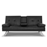 Artiss Sofa Bed Lounge Futon Couch 3 Seater Leather Cup Holder Recliner.